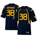 Men's West Virginia Mountaineers NCAA #38 Shane Commodore Navy Authentic Nike Retro Stitched College Football Jersey QO15L66HT